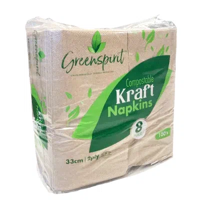 33CM 2Ply 8 Fold Compostable Kraft Napkins