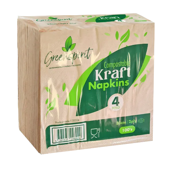 40CM 2Ply 8 Fold Compostable Kraft Napkins