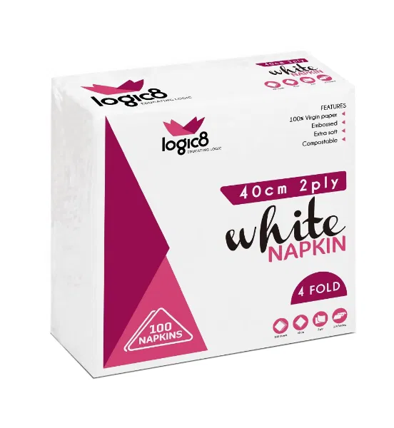 Logic 8 40CM 2 Ply 4 Fold White Napkin