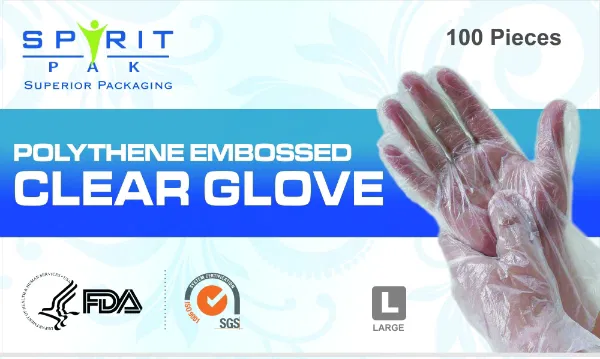 Polythene Embossed Clear Gloves LARGE