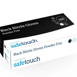 Safetouch Powder Free Black Nitrile Gloves LARGE