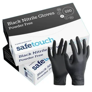 Safetouch Powder Free Black Nitrile Gloves MEDIUM