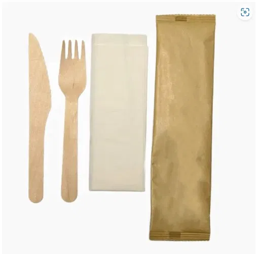 Wooden Cutlery set (3 in 1) (Fork Knife Napkin)